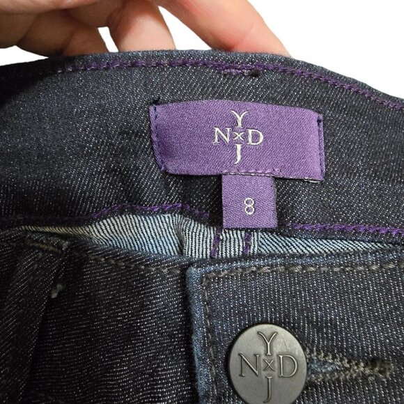 NYDJ Marilyn Straight Leg Denim Embroidered Pocket Trousers in Rinse Sz 8 - Picture 7 of 12